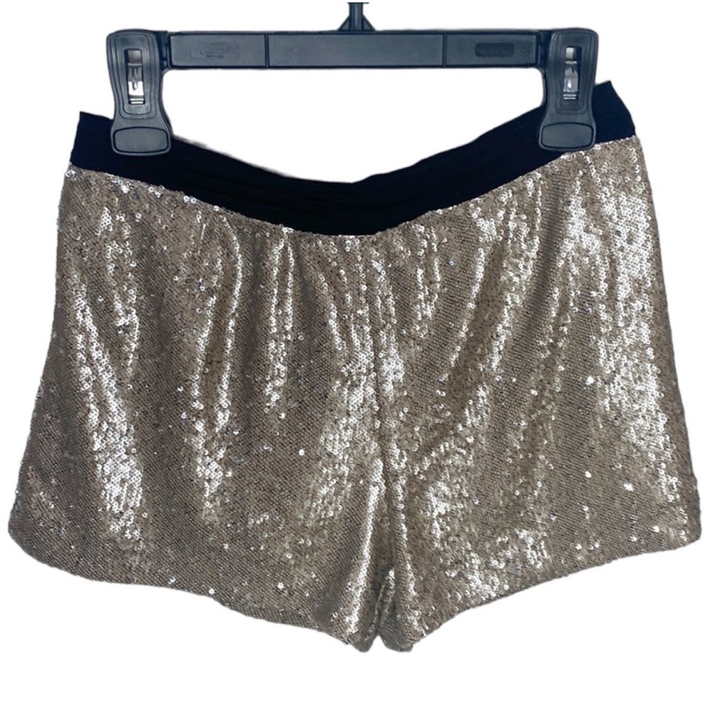 Zara basic party metallic gold sequins mini shorts size XS